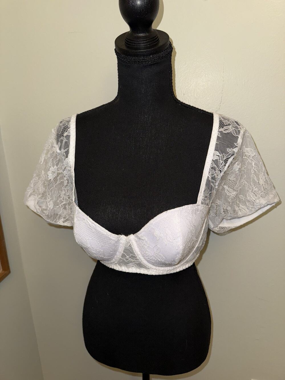 Fantasy Lingerie Women’s White Lace Sleeve Bra Sexy Size L/XL